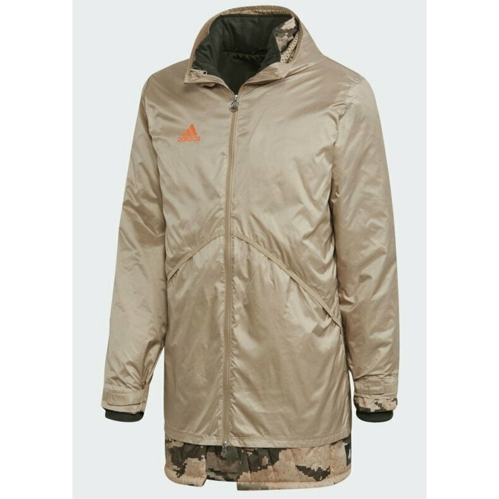 Adidas Mens Soccer‎ Jacket Small SM Tan Adv Coat Camo Reversible Mesh-lined Hood